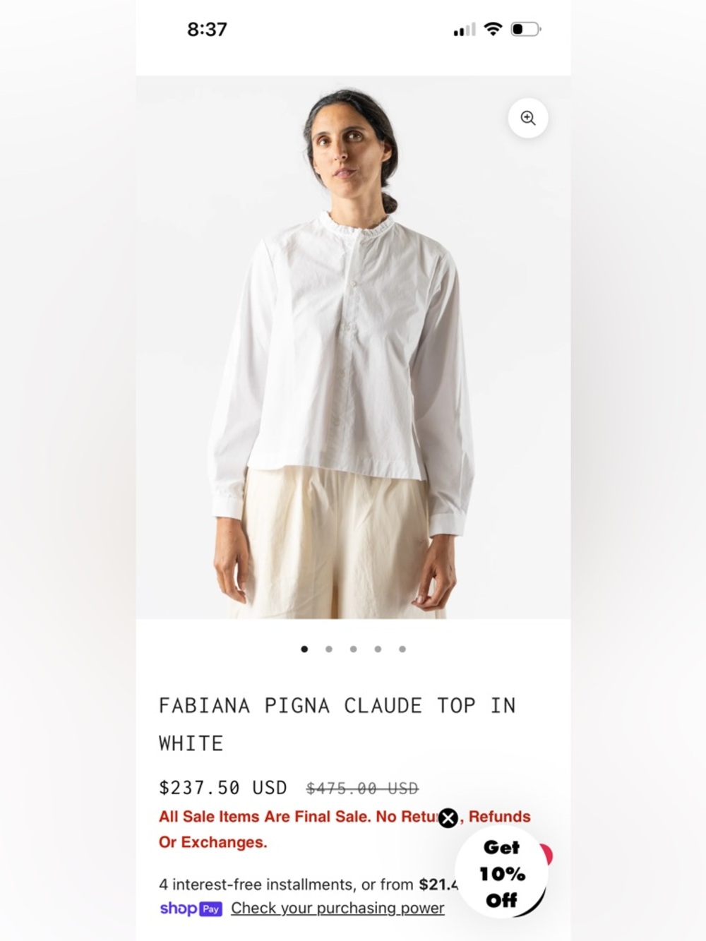 Fabiana Pigna Blue & White Striped Top size Small ( Luxurious Brand ) - Picture 2 of 8